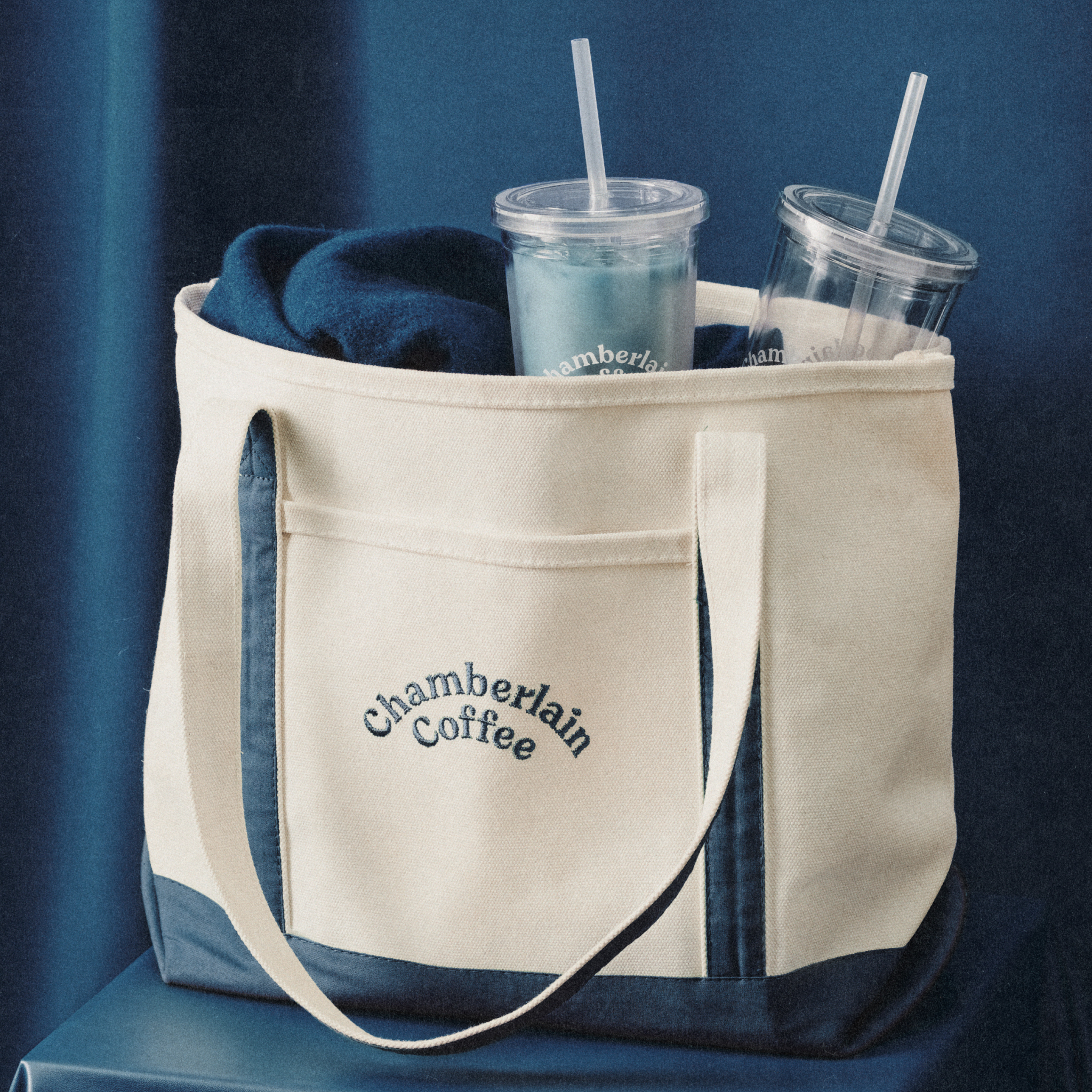 Navy Everywhere Tote  Lifestyle Shot Diagonal