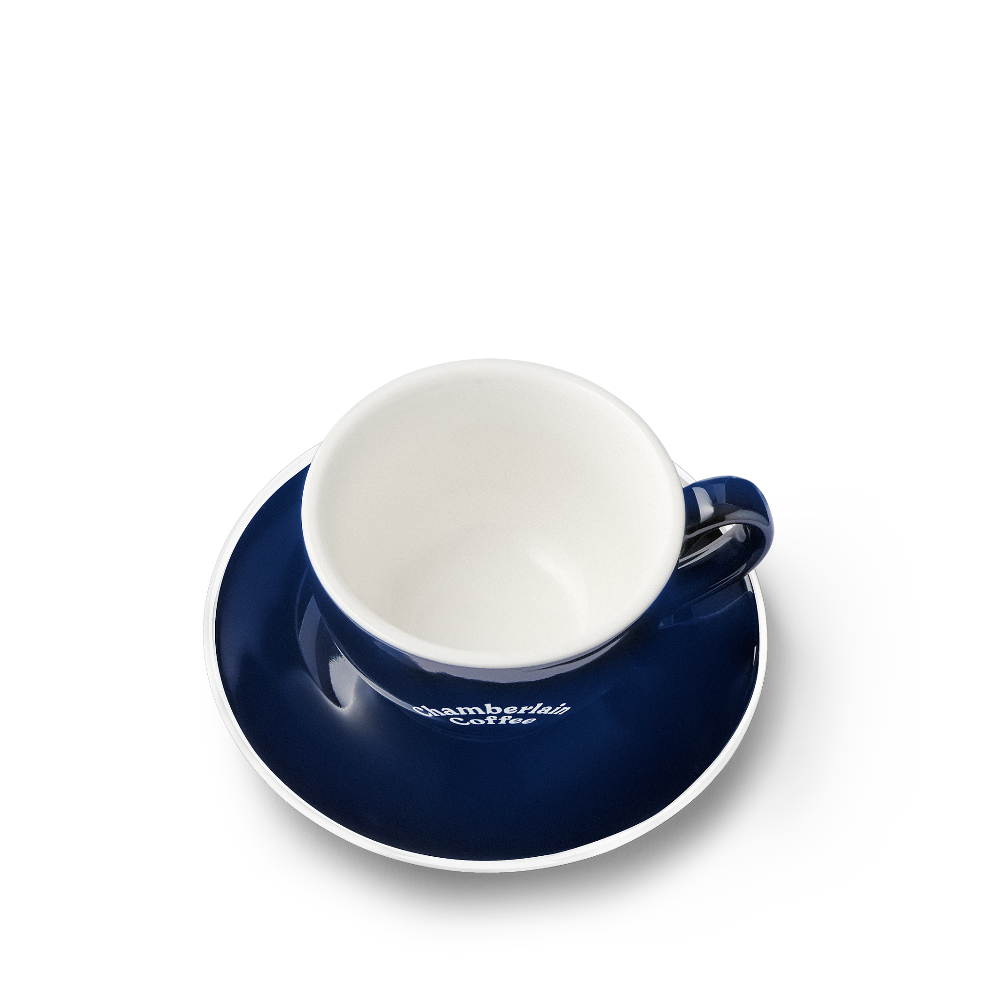 Navy Cup & Saucer  Product Shot Above