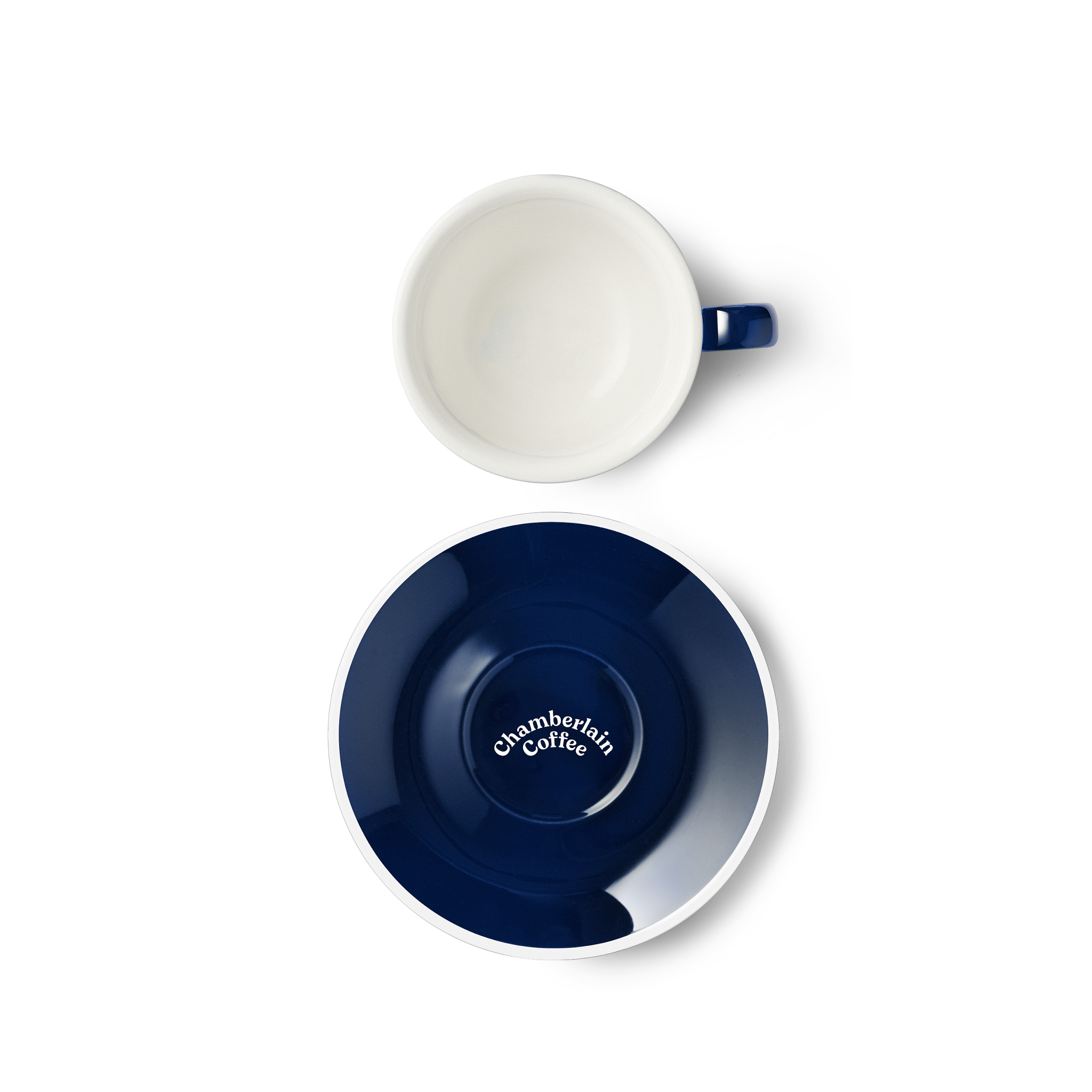 Navy Cup & Saucer  Product Shot Above